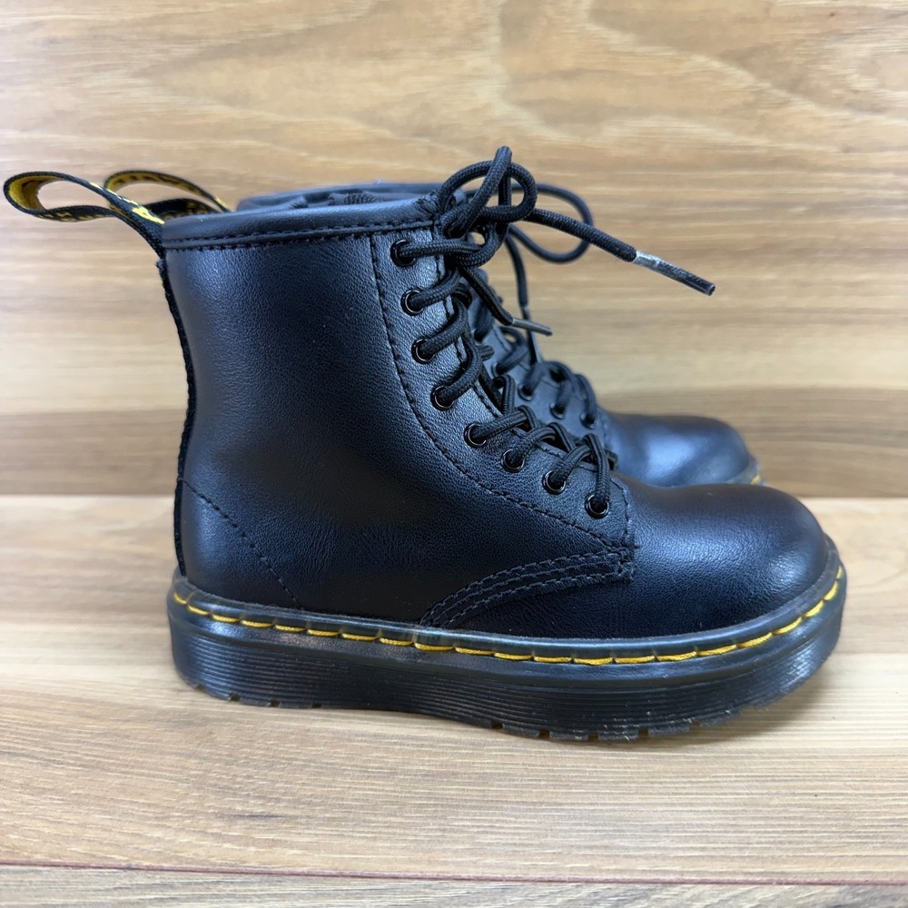 Dr‎ Martens Zavala Toddler Boots Size 9 UK 8 Black Leather Zip Combat
